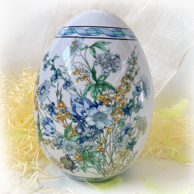 Cornici in argento: Uovo Ceramica Dipinta Linea Blue Flowers 